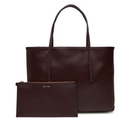 Calvin Klein Handtasche Calvin Klein Emblem Aop Small Tote LV04F3267G Dunkelrot
