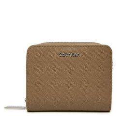 Calvin Klein Mały Portfel Damski Calvin Klein Ck Must Medium Zip Around_Mono K60K612825 Brązowy