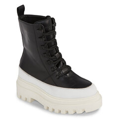 Calvin Klein Jeans Stiefeletten Calvin Klein Jeans Flatform Lace Up Boot Lth YW0YW01110 Black/Bright White BEH