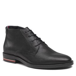 Tommy Hilfiger Gležnjarji Tommy Hilfiger Signature Hilfiger Leather Boot FM0FM04176 Black BDS