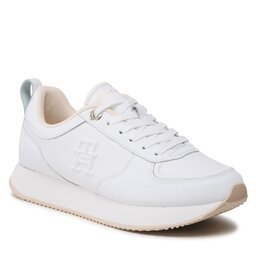Tommy Hilfiger Sneakersy Tommy Hilfiger Casual Leather Runner FW0FW07285 White YBS