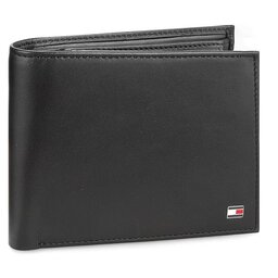 Tommy Hilfiger Portafoglio grande da uomo Tommy Hilfiger Eton Cc Flap And Coin Pocket AM0AM00652 Nero