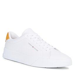 Tommy Hilfiger Sneakersy Tommy Hilfiger Th Court Leather FM0FM04971 White/Rich Ochre 0LF