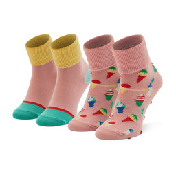 Happy Socks Σετ ψηλές κάλτσες παιδικές 2 τεμαχίων Happy Socks KICE19-3000 Ροζ