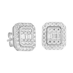 ICED STUFF Cercei ICED STUFF Diamond Stud Baguette Aur alb