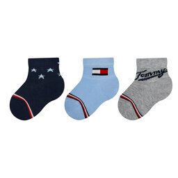 Tommy Hilfiger Sada 3 párů dětských vysokých ponožek Tommy Hilfiger 701224997 Blue Combo 002