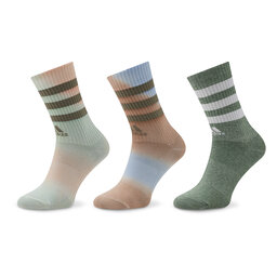 adidas 3 pár uniszex hosszú szárú zokni adidas 3-Stripes Cushioned Crew IC1280 White/White/Silver Green Mel