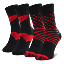 Happy Socks Zestaw 2 par wysokich skarpet unisex Happy Socks XVAL02-9300 Czarny