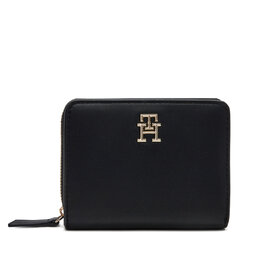 Tommy Hilfiger Pequeña cartera de mujer Tommy Hilfiger Th Logotape Med Za AW0AW17408 Negro