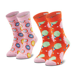 Happy Socks Set 2 parov otroških visokih nogavic Happy Socks KCOC02-2900 Oranžna