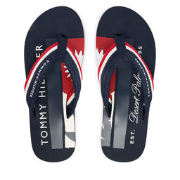 Tommy Hilfiger Zehentrenner Tommy Hilfiger Patch Hilfiger Beach Sandal FM0FM05903 Dunkelblau