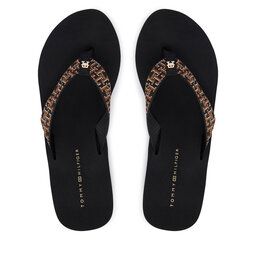 Tommy Hilfiger Zehentrenner Tommy Hilfiger Wedge Summer Sandal Mono FW0FW09698 Schwarz