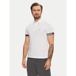 Tommy Hilfiger Tommy Hilfiger Polo marškinėliai Flag Cuff MW0MW37518 Balta Slim Fit