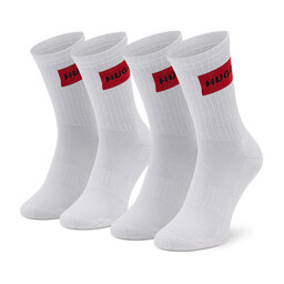 Hugo Комплект 2 чифта дълги чорапи дамски Hugo 2p Qs Rib Label Cc W 50468187 White 100