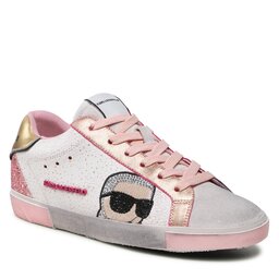 KARL LAGERFELD Laisvalaikio batai KARL LAGERFELD KL60136G White Textured Lthr w/Pink
