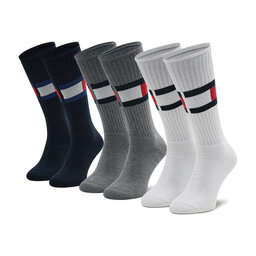 Tommy Hilfiger Set di 3 paia di calzini lunghi unisex Tommy Hilfiger 100002978 White/Navy/Grey