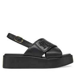 Tommy Hilfiger Σανδάλια Tommy Hilfiger Th Logo Hw Padded Leather Sandal FW0FW08808 Μαύρο