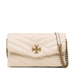 Tory Burch Kira Chevron Chain Wallet in cloud blue / rolled brass