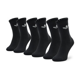 adidas Set de 3 perechi de șosete medii unisex adidas Cushioned Trefoil HC9547 Black/White