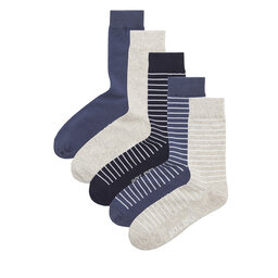 Jack&Jones Sada 5 párů pánských vysokých ponožek Jack&Jones Milo 12252620 Dark Blue 4436291