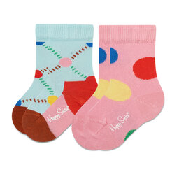 Happy Socks Σετ ψηλές κάλτσες παιδικές 2 τεμαχίων Happy Socks KDOT02-3300 Ροζ