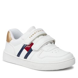 Tommy Hilfiger Сникърси Tommy Hilfiger Flag Low Cut Velcro Sneaker T1A9-32956-1355 S White/Platinum X048