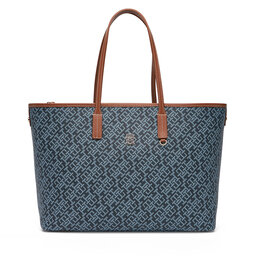 Tommy Hilfiger Kabelka Tommy Hilfiger Th Monoplay Leather Tote AW0AW17416 Tmavomodrá