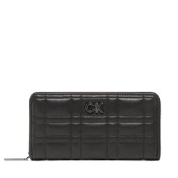 Calvin Klein Liels sieviešu maks Calvin Klein Re-Lock Quilt Z/A Wallet Lg K60K609912 Ck Black BAX