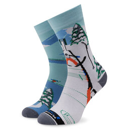 Funny Socks Visoke nogavice Unisex Funny Socks Ski Jumping SM1/18 Modra