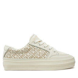 Tommy Hilfiger Сникърси Tommy Hilfiger Vulc Leather Sneaker Monogram FW0FW08331 Екрю