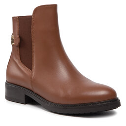 Tommy Hilfiger Bottines Chelsea Tommy Hilfiger Leather Flat Boot FW0FW06749 Winter Cognac GVI