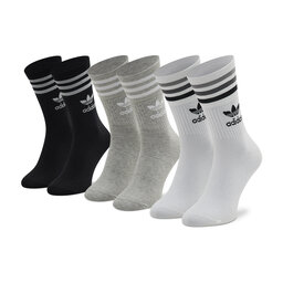 adidas Set od 3 para unisex visokih čarapa adidas Mid Cut Crw Sck HC9554 White/Gray/Black