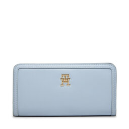 Tommy Hilfiger Velká dámská peněženka Tommy Hilfiger Th Monotype Large Slim Wallet AW0AW16210 Světle modrá