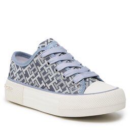 Tommy Hilfiger Кецове Tommy Hilfiger Logo Allover Low Cut Lace-Up Sneaker T3A9-32675-0034 M Denim 806