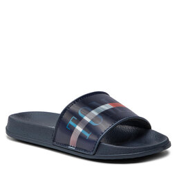 Tommy Hilfiger Sandaler och Slip-ons Tommy Hilfiger Holographic Pool Slide T3B0-32276-1172 M Blue 800
