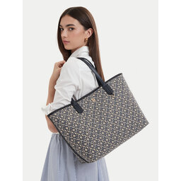 Tommy Hilfiger Handtasche Tommy Hilfiger Th Icon Tote Jacquard AW0AW18889 Blau