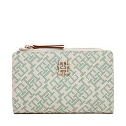 Tommy Hilfiger Duży Portfel Damski Tommy Hilfiger Th Monoplay Leather Med 7 Wallet AW0AW17417 Écru