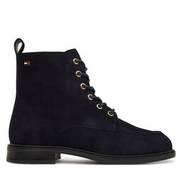 Tommy Hilfiger Schnürschuhe Tommy Hilfiger Enamel Flag Suede Lace-Up Boot FW0FW09681 Dunkelblau