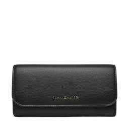 Tommy Hilfiger Portafoglio grande da donna Tommy Hilfiger Th Flag Lrg Flap AW0AW17734 Nero