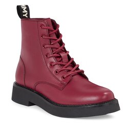 Tommy Jeans Stövletter Tommy Jeans Tjw Lace Up Flat Boot EN0EN02310 Rouge XJS