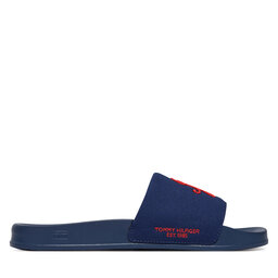 Tommy Hilfiger Pantoletten Tommy Hilfiger Logo Embroidery Canvas FM0FM05858 Dunkelblau