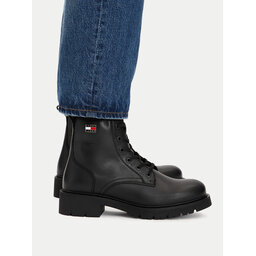 Tommy Jeans Schnürstiefeletten Tommy Jeans Tjw Cleated Lace Up Boots EN0EN03104 Schwarz