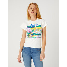 Wrangler Wrangler T-Shirt Shrunken Band W7FDEEW02 112332013 Λευκό Slim Fit