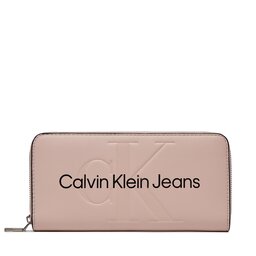 Calvin Klein Jeans Portofel Mare de Damă Calvin Klein Jeans Sculpted Mono Zip Around Mono K60K607634 Roz