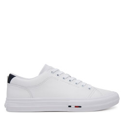 Tommy Hilfiger Laisvalaikio batai Tommy Hilfiger Th Hi Vulc Street Lth Patch FM0FM05312 Balta