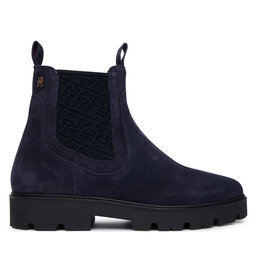 Tommy Hilfiger Klassische Stiefeletten Tommy Hilfiger Th Monogram Suede Chelsea Boot FW0FW09563 Dunkelblau