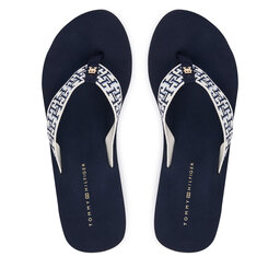 Tommy Hilfiger Zehentrenner Tommy Hilfiger Wedge Summer Sandal Mono FW0FW09698 Dunkelblau