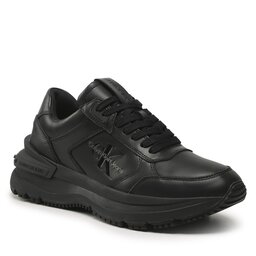 Calvin Klein Jeans Сникърси Calvin Klein Jeans Chunky Runn Laceup Low Leather YM0YM00521 Triple Black 0GT