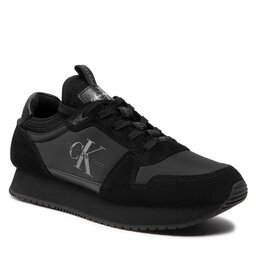 

Снікерcи Calvin Klein Jeans Runner Sock Laceup Ny-Lth YM0YM00553 Triple Black 0GL, Чорний