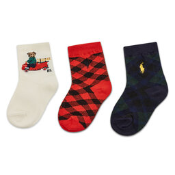 Polo Ralph Lauren 3 pares de calcetines altos para niño Polo Ralph Lauren 441896730001 Red/Cream
